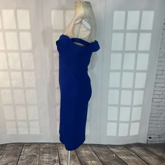 Aiden Mattox royal blue off the shoulder side slit sheath dress size 2 - Picture 8 of 14